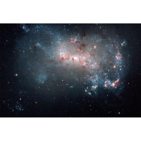 Stellar Fireworks Ablaze in Galaxy NGC 4449 Black Modern Wood Framed Art Print by NASA