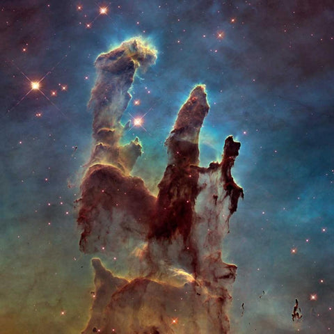 2014 Hubble WFC3/UVIS  High Definition Image of M16 - Pillars of Creation Black Ornate Wood Framed Art Print with Double Matting by NASA