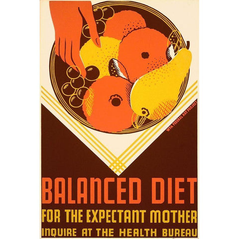 Balanced diet for the expectant mother. Black Modern Wood Framed Art Print with Double Matting by WPA