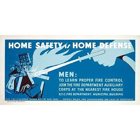 Home safety is home defense - Learn fire control Gold Ornate Wood Framed Art Print with Double Matting by Tworkov, Jack