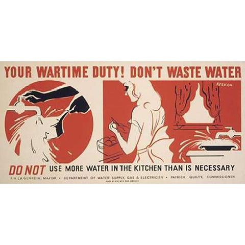 Do not use more water in the kitchen than is necessary Black Modern Wood Framed Art Print with Double Matting by Kerkam, Earl