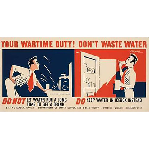 Do not let water run a long time to get a drink Gold Ornate Wood Framed Art Print with Double Matting by Kerkam, Earl