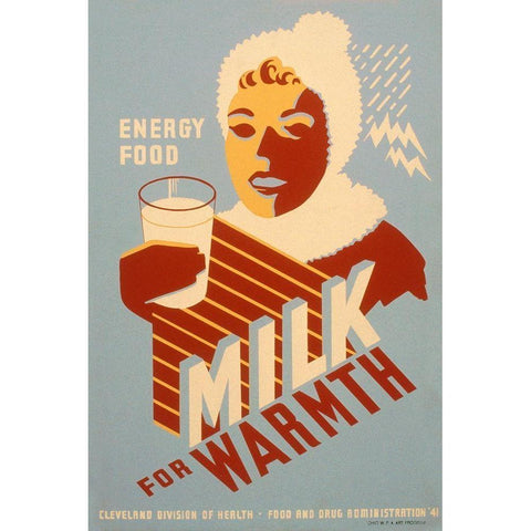 Milk - for warmth Energy food Black Modern Wood Framed Art Print with Double Matting by WPA