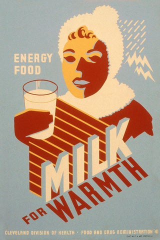 Milk - for warmth Energy food White Modern Wood Framed Art Print with Double Matting by WPA