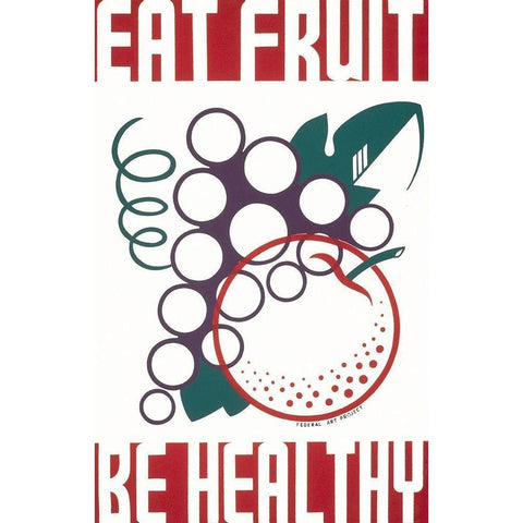 Eat fruit - be healthy White Modern Wood Framed Art Print by WPA