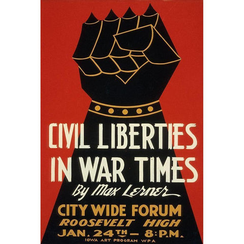 Civil Liberties in War Times - Lecture Black Modern Wood Framed Art Print with Double Matting by WPA