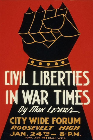 Civil Liberties in War Times - Lecture Black Ornate Wood Framed Art Print with Double Matting by WPA