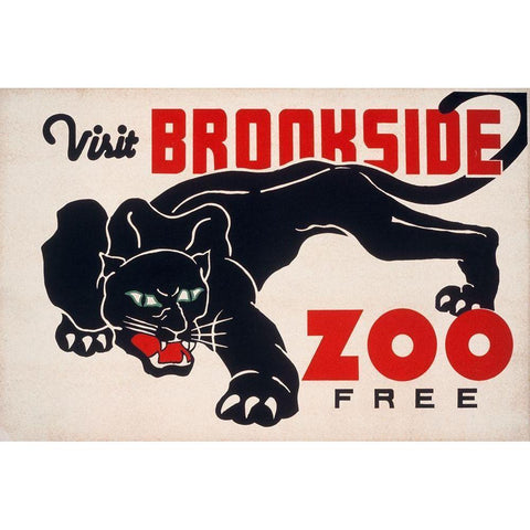 Brookfield Zoo - Panther Gold Ornate Wood Framed Art Print with Double Matting by WPA