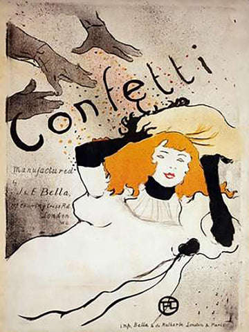 Confetti Black Ornate Wood Framed Art Print with Double Matting by Toulouse-Lautrec, Henri