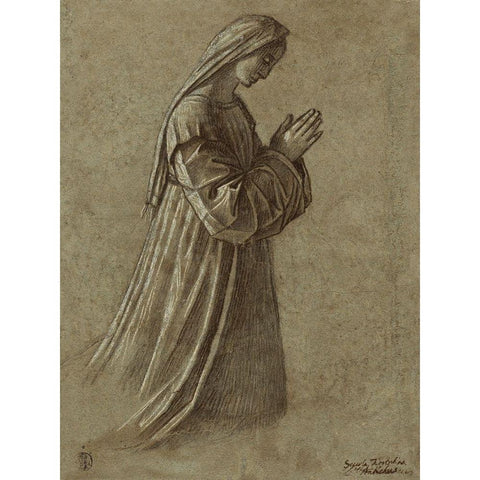 Study of the Virgin (recto); Study of the Virgin and of Hands (verso) White Modern Wood Framed Art Print by Carpaccio, Vittore