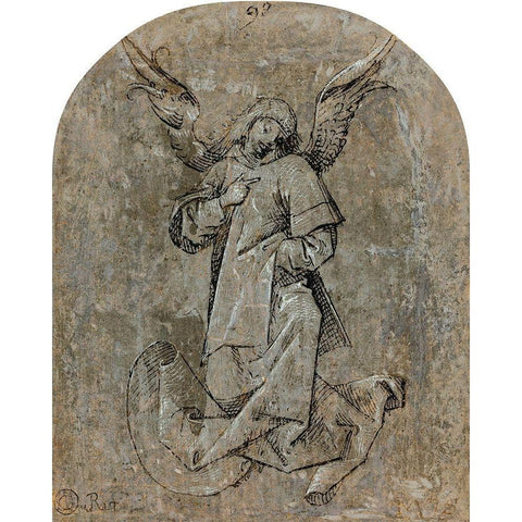 Study of an Angel Gold Ornate Wood Framed Art Print with Double Matting by Von Landshut, Mair