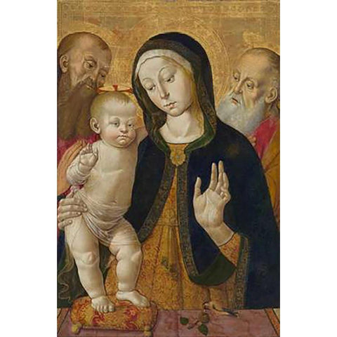 Madonna and Child with Two Hermit Saints Gold Ornate Wood Framed Art Print with Double Matting by Fungai, Bernardino