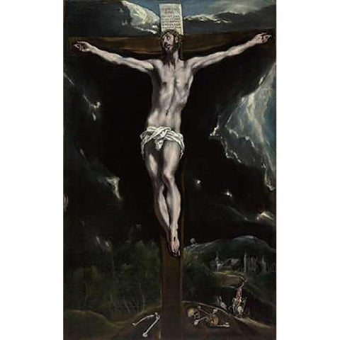 Museumist on the Cross Black Modern Wood Framed Art Print with Double Matting by Domenico Theotocopuli), El Greco