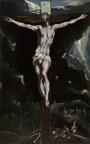 Museumist on the Cross Black Ornate Wood Framed Art Print with Double Matting by Domenico Theotocopuli), El Greco