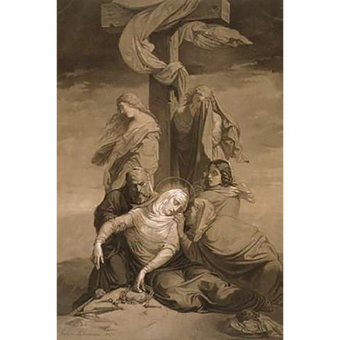 Lamentation at the Foot of the Cross Black Modern Wood Framed Art Print with Double Matting by Lehmann, Henri