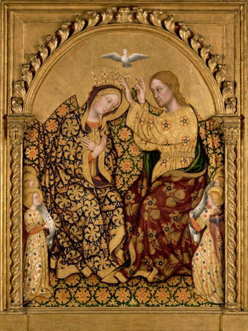 Coronation of the Virgin Black Ornate Wood Framed Art Print with Double Matting by Da Fabriano, Gentile