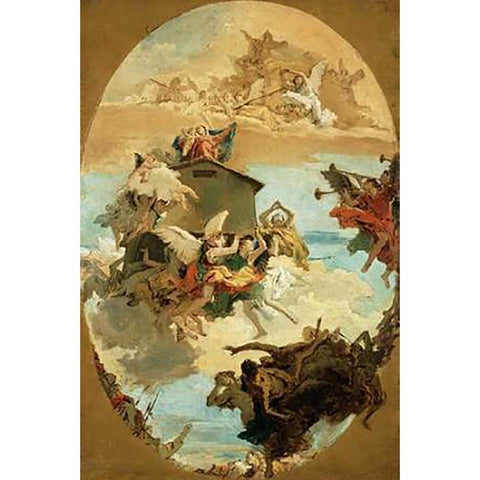 The Miracle of the Holy House of Loreto White Modern Wood Framed Art Print by Tiepolo, Giovanni Battista