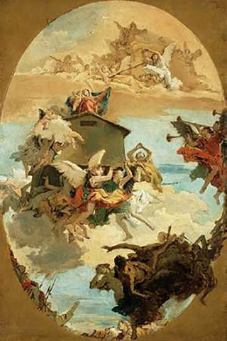 The Miracle of the Holy House of Loreto Black Ornate Wood Framed Art Print with Double Matting by Tiepolo, Giovanni Battista