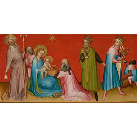 The Adoration of the Magi with Saint Anthony Abbot White Modern Wood Framed Art Print by Franco-Flemish Master