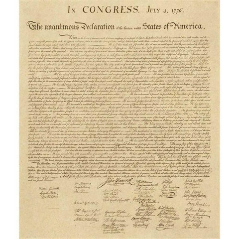 U.S. Declaration of Independence - Decorative Sepia Black Modern Wood Framed Art Print with Double Matting by US Government