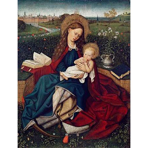 The Madonna of Humility White Modern Wood Framed Art Print by Campin, After Robert