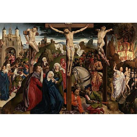 The Crucifixion White Modern Wood Framed Art Print by Master, Vintagesibly Andre dYpres, Dreux Bude