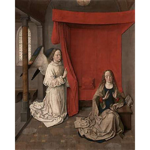 The Annunciation White Modern Wood Framed Art Print by Bouts, Aelbrecht
