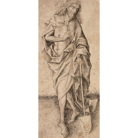 Christ as the Gardener Black Modern Wood Framed Art Print with Double Matting by Illuminator, Unknown 15th Century German