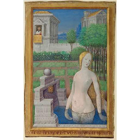 Bathsheba Bathing Black Modern Wood Framed Art Print by Bourdichon, Jean