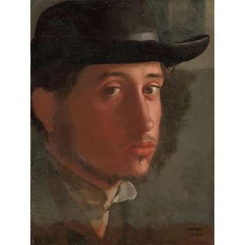 Self-portrait White Modern Wood Framed Art Print by Degas, Edgar