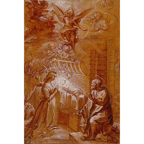 The Nativity White Modern Wood Framed Art Print by Vanni, Francesco