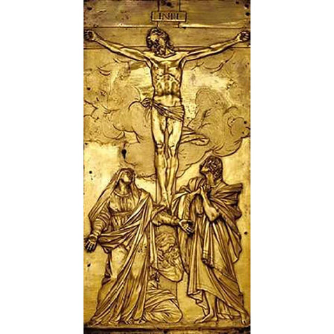 Tabernacle Door with the Crucifixion Black Modern Wood Framed Art Print by Mochi, Francesco