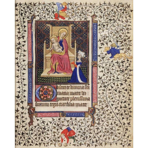 A Woman in Prayer before the Virgin and Child Gold Ornate Wood Framed Art Print with Double Matting by Unknown