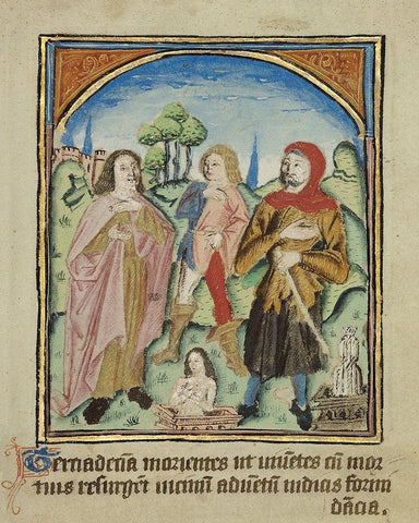 The Thirteenth Sign before the Day of Judgement Black Ornate Wood Framed Art Print with Double Matting by Illuminator, Unknown 12th Century English