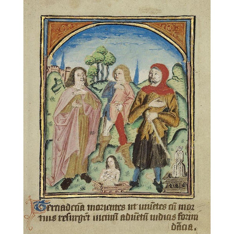 The Thirteenth Sign before the Day of Judgement Black Modern Wood Framed Art Print by Illuminator, Unknown 12th Century English