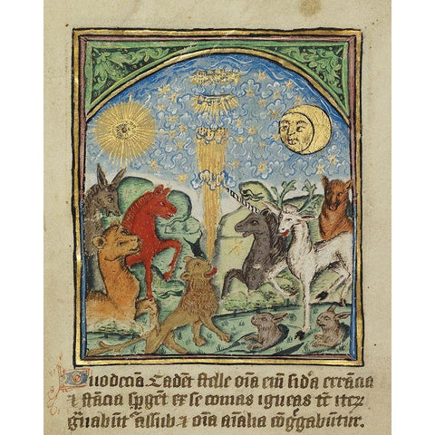 The Twelfth Sign before the Day of Judgement White Modern Wood Framed Art Print by Illuminator, Unknown 12th Century English