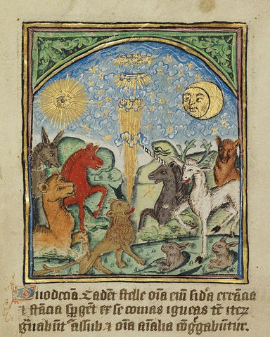 The Twelfth Sign before the Day of Judgement White Modern Wood Framed Art Print with Double Matting by Illuminator, Unknown 12th Century English