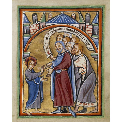 Christ Among the Doctors White Modern Wood Framed Art Print by Illuminator, Unknown 12th Century English