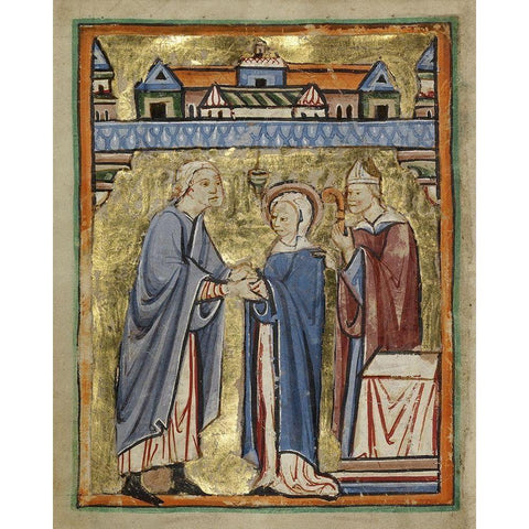 The Marriage of the Virgin Black Modern Wood Framed Art Print by Illuminator, Unknown 12th Century English