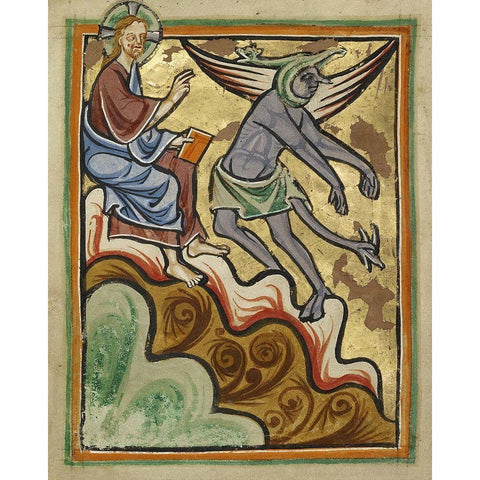 The Third Temptation Black Modern Wood Framed Art Print with Double Matting by Illuminator, Unknown 12th Century English