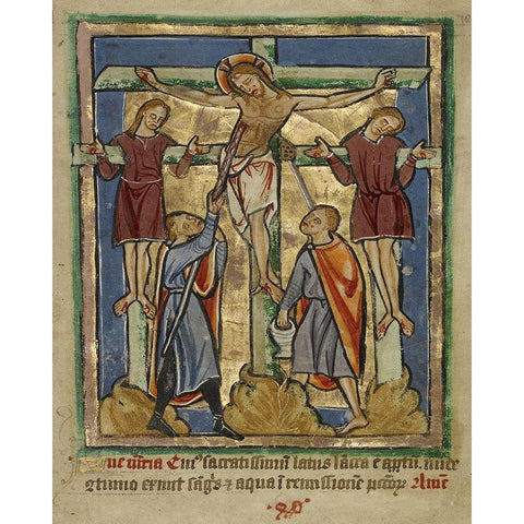 Decorated Text Page Black Modern Wood Framed Art Print with Double Matting by Illuminator, Unknown 12th Century English