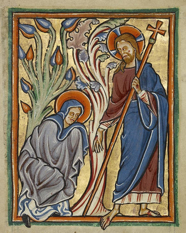 Noli me Tangere Black Ornate Wood Framed Art Print with Double Matting by Illuminator, Unknown 12th Century English