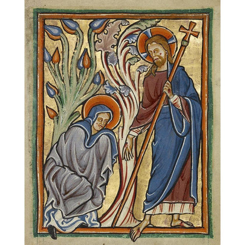 Noli me Tangere Black Modern Wood Framed Art Print by Illuminator, Unknown 12th Century English