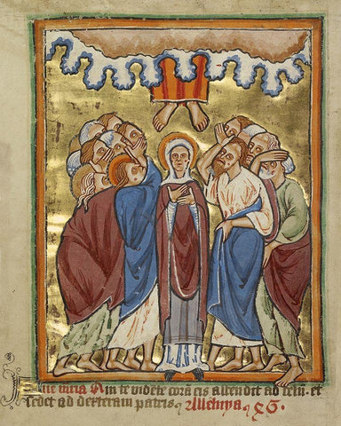 The Ascension White Modern Wood Framed Art Print with Double Matting by Illuminator, Unknown 12th Century English