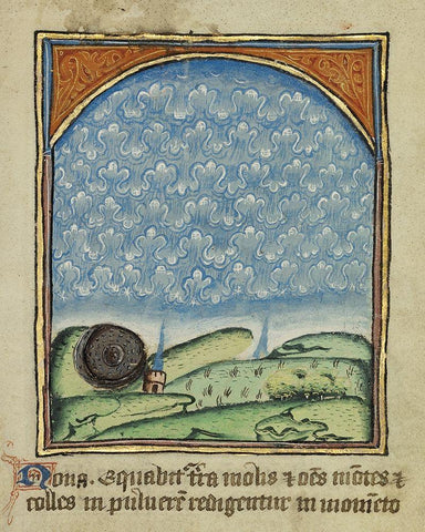 The Ninth Sign before the Day of Judgement Black Ornate Wood Framed Art Print with Double Matting by Illuminator, Unknown 12th Century English