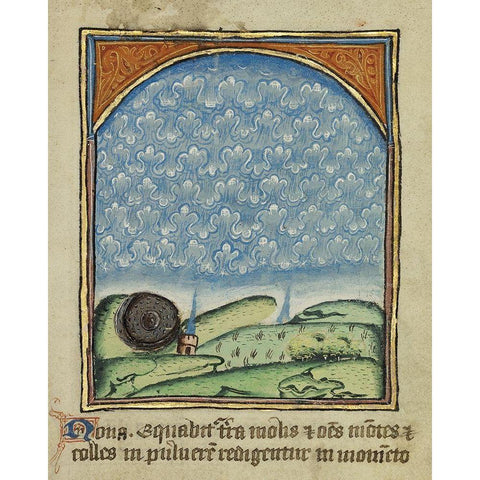 The Ninth Sign before the Day of Judgement Black Modern Wood Framed Art Print by Illuminator, Unknown 12th Century English