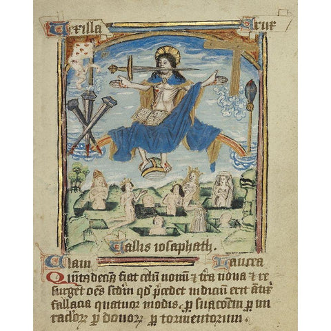 The Fifteenth and Final Sign before the Day of Judgement Gold Ornate Wood Framed Art Print with Double Matting by Illuminator, Unknown 12th Century English