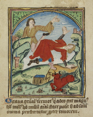 The Eighth Sign before the Day of Judgement Black Ornate Wood Framed Art Print with Double Matting by Illuminator, Unknown 12th Century English