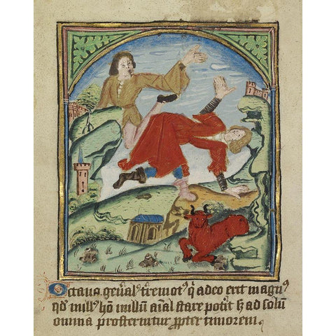 The Eighth Sign before the Day of Judgement Black Modern Wood Framed Art Print by Illuminator, Unknown 12th Century English