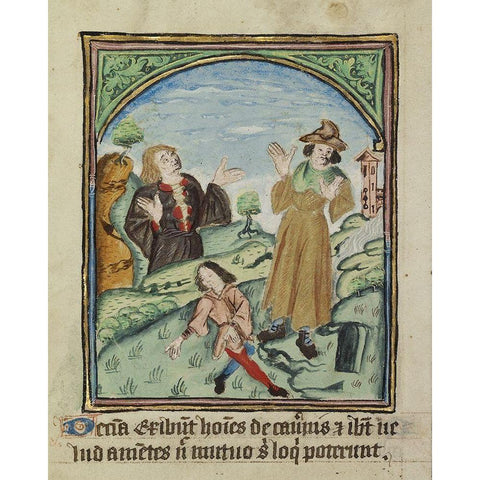 The Tenth Sign before the Day of Judgement Gold Ornate Wood Framed Art Print with Double Matting by Illuminator, Unknown 12th Century English